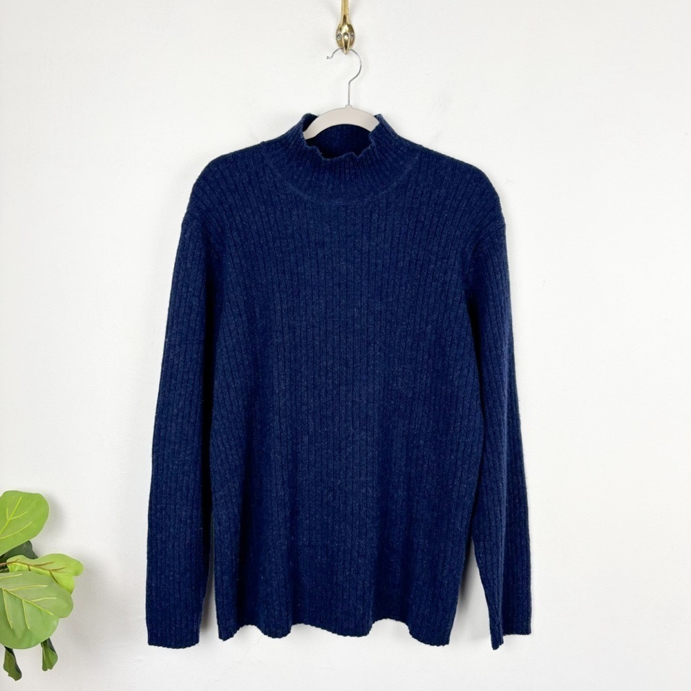 Guess Jeans Vintage 90s Y2K Men's Blue Lambs Wool Turtleneck Sweater Sz XL